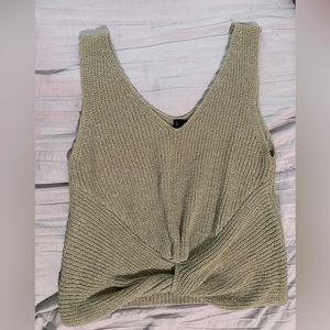 Moon and Madison Sage Green Crochet Top
